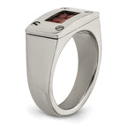 Edward Mirell Titanium Brown Leather Insert Polished Ring
