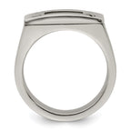 Edward Mirell Titanium Black Leather Insert Polished Ring