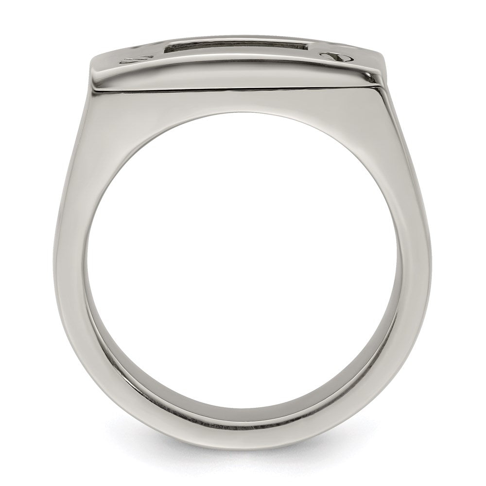 Edward Mirell Titanium Black Leather Insert Polished Ring