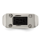Edward Mirell Titanium Black Leather Insert Polished Ring