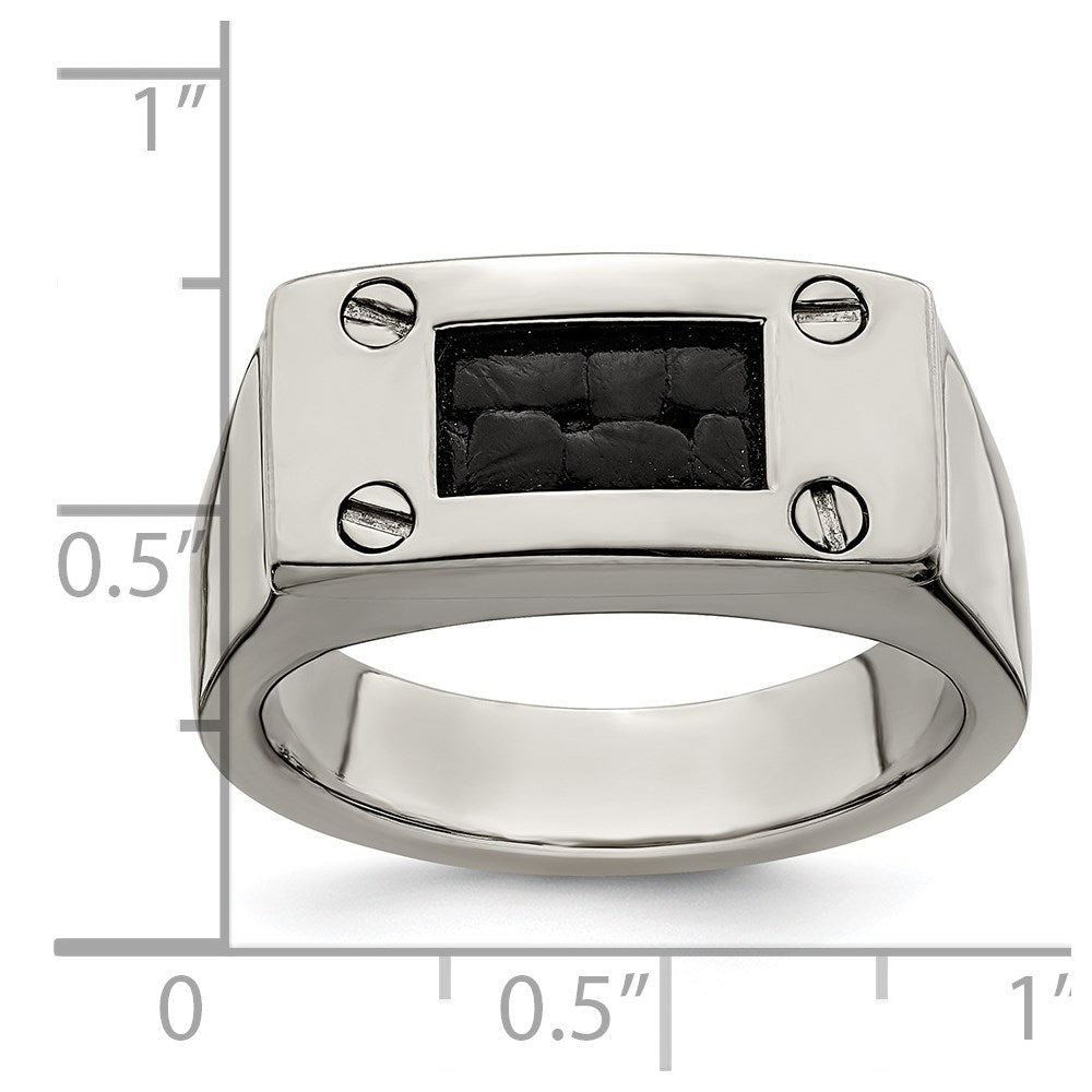 Edward Mirell Titanium Black Leather Insert Polished Ring
