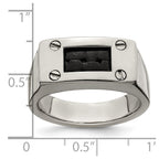 Edward Mirell Titanium Black Leather Insert Polished Ring
