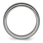 Edward Mirell Titanium Triple Groove Blue Anodized Ring