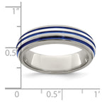 Edward Mirell Titanium Triple Groove Blue Anodized Ring