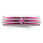 Edward Mirell Titanium Trpl Groove Pink Anodized & Pink Sapphire Ring