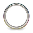Edward Mirell Titanium Rainbow Anodized Triple Groove White Sapphire 6mm Band