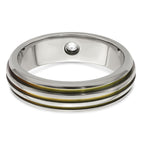 Edward Mirell Titanium Rainbow Anodized Triple Groove White Sapphire 6mm Band