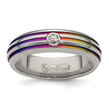 Edward Mirell Titanium Rainbow Anodized Triple Groove White Sapphire 6mm Band