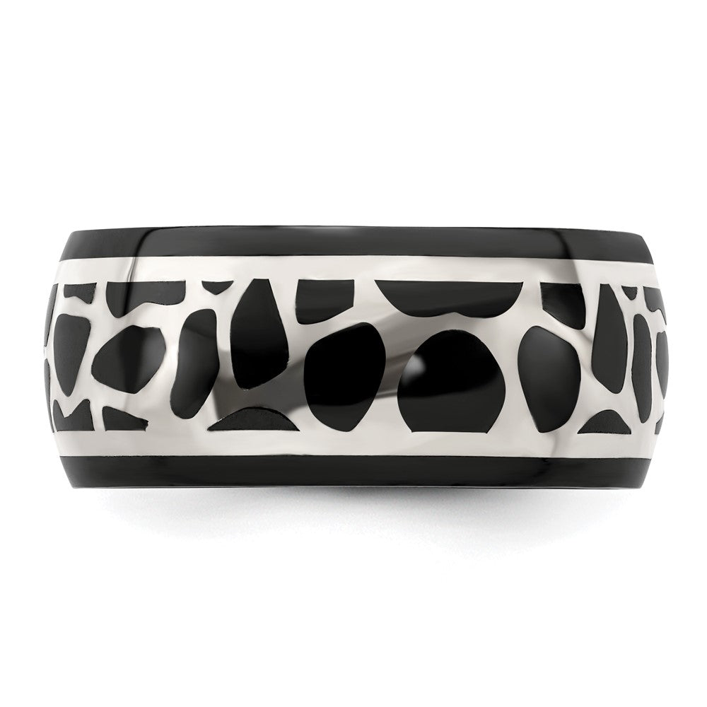 Edward Mirell Black Ti & Sterling Silver Polished Cobblestone Ring