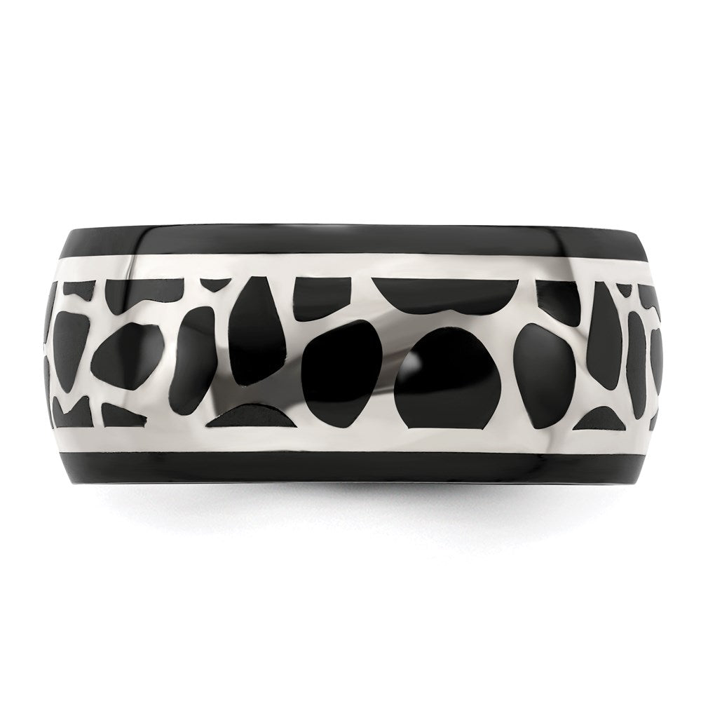 Edward Mirell Black Ti & Sterling Silver Polished Cobblestone Ring