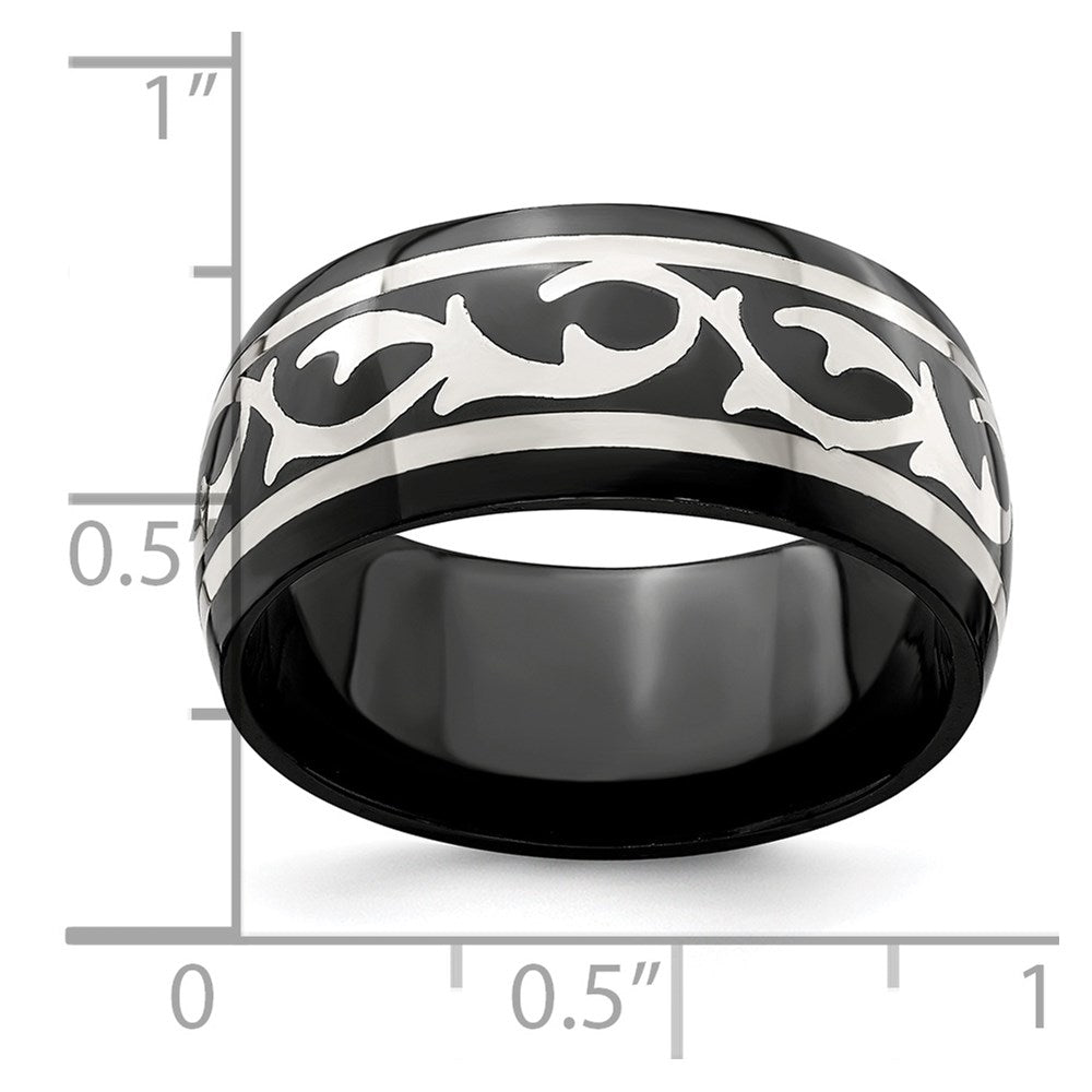 Edward Mirell Black Ti & Sterling Silver Polished Thorn Ring