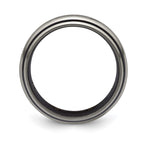 Edward Mirell Black Ti and Titanium Polished White Sapphire with Sterling Silver Bezels 9mm Band
