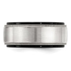 Edward Mirell Black Ti & Sterling Silver Brushed & Polished Milgrain Ring