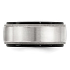 Edward Mirell Black Ti & Sterling Silver Brushed & Polished Milgrain Ring