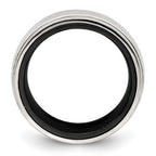 Edward Mirell Black Ti & Sterling Silver Polished Domed Milgrain Ring