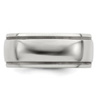 Edward Mirell Black Ti & Sterling Silver Polished Domed Milgrain Ring