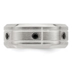 Edward Mirell Black Ti & Sterling Silver Brushed & Polished Spinel Ring