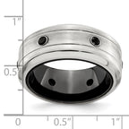Edward Mirell Black Ti & Sterling Silver Brushed & Polished Spinel Ring