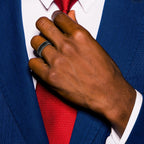 Edward Mirell Black Ti Polished Grooved Concave Ring