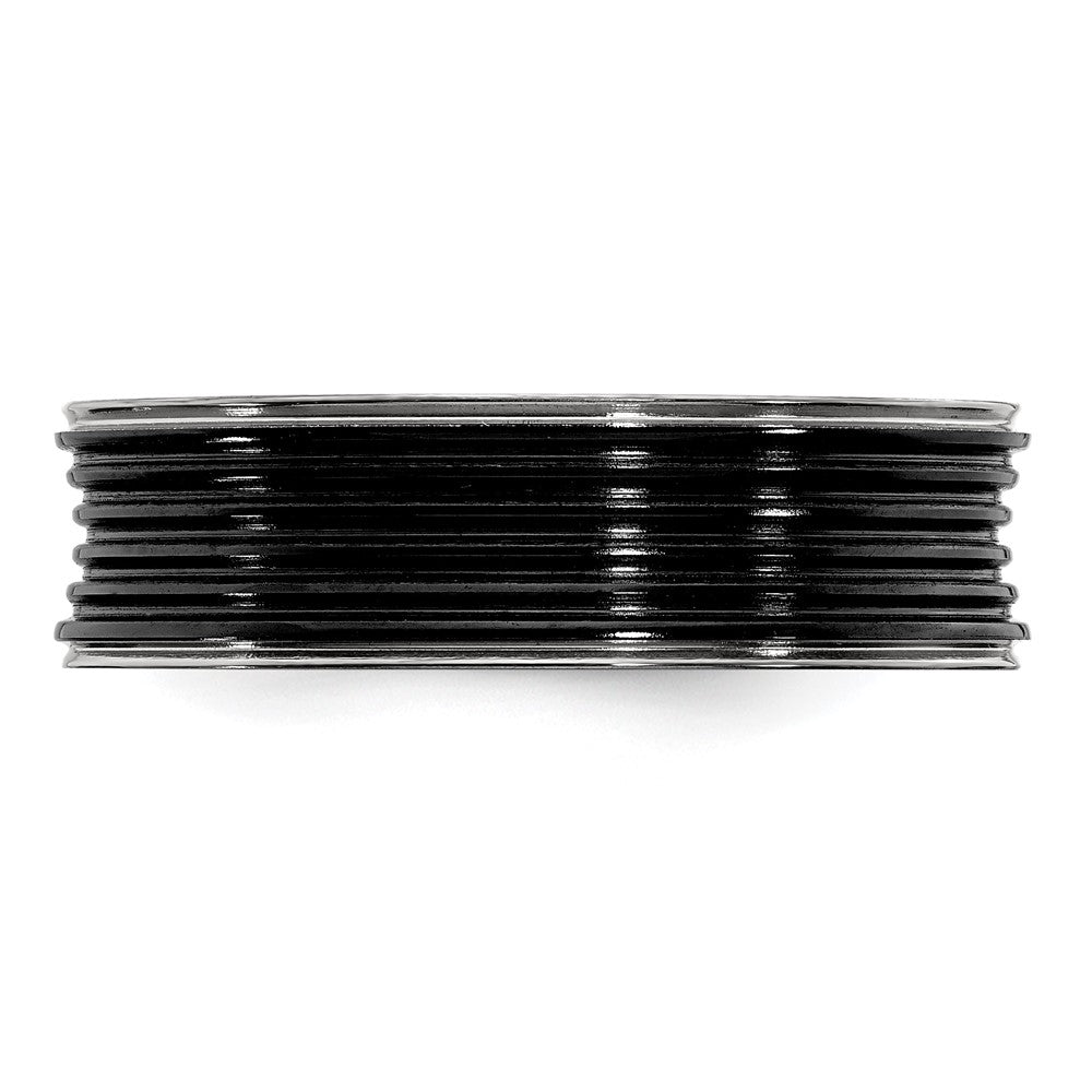 Edward Mirell Black Ti Polished Grooved Concave Ring