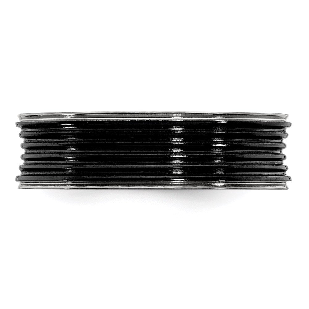 Edward Mirell Black Ti Polished Grooved Concave Ring