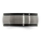 Edward Mirell Black Ti and Titanium Polished Grooved Step Edge 9mm Band