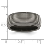 Edward Mirell Black Ti and Titanium Polished Grooved Step Edge 9mm Band