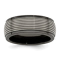 Edward Mirell Black Ti and Titanium Polished Grooved Step Edge 9mm Band