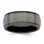 Edward Mirell Black Ti and Titanium Polished Grooved Step Edge 9mm Band
