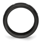 Edward Mirell Titanium & Black Ti With White Sapphires Grooved Ring