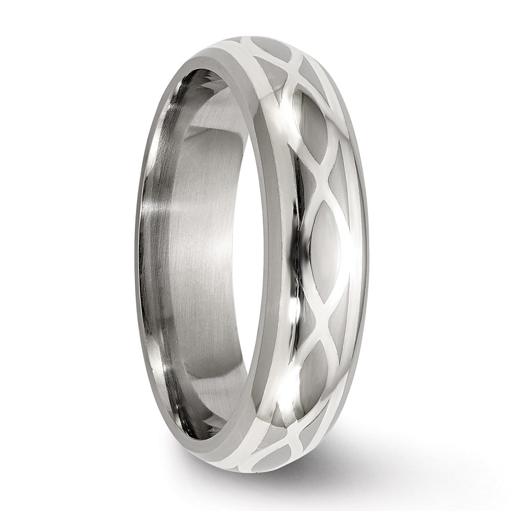 Edward Mirell Titanium & Sterling Silver Brushed & Polished Infinity Ring