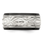 Edward Mirell Black Ti & Sterling Silver Inlay Polished Fancy Design Ring