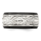 Edward Mirell Black Ti & Sterling Silver Inlay Polished Fancy Design Ring