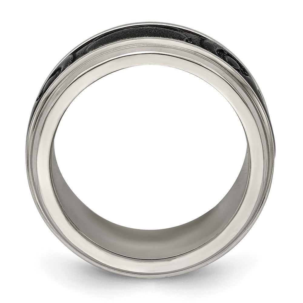 Edward Mirell Titanium & Black Ti Inlay Polished Fancy Design Ring