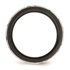 Edward Mirell Black Ti & Sterling Silver Inlay Polished Scroll Ring
