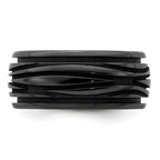 Edward Mirell Black Ti Polished Grooved Waves 10mm Band