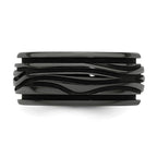 Edward Mirell Black Ti Polished Grooved Waves 10mm Band