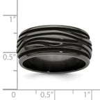Edward Mirell Black Ti Polished Grooved Waves 10mm Band