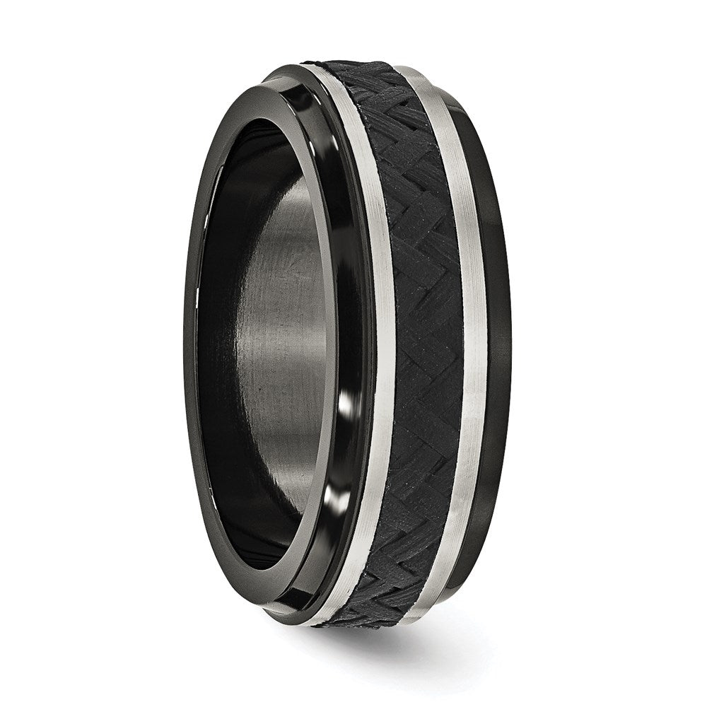 Edward Mirell 8mm Blk Ti Stepped Press Fit w/ Black Carbon Fiber Insert Ban