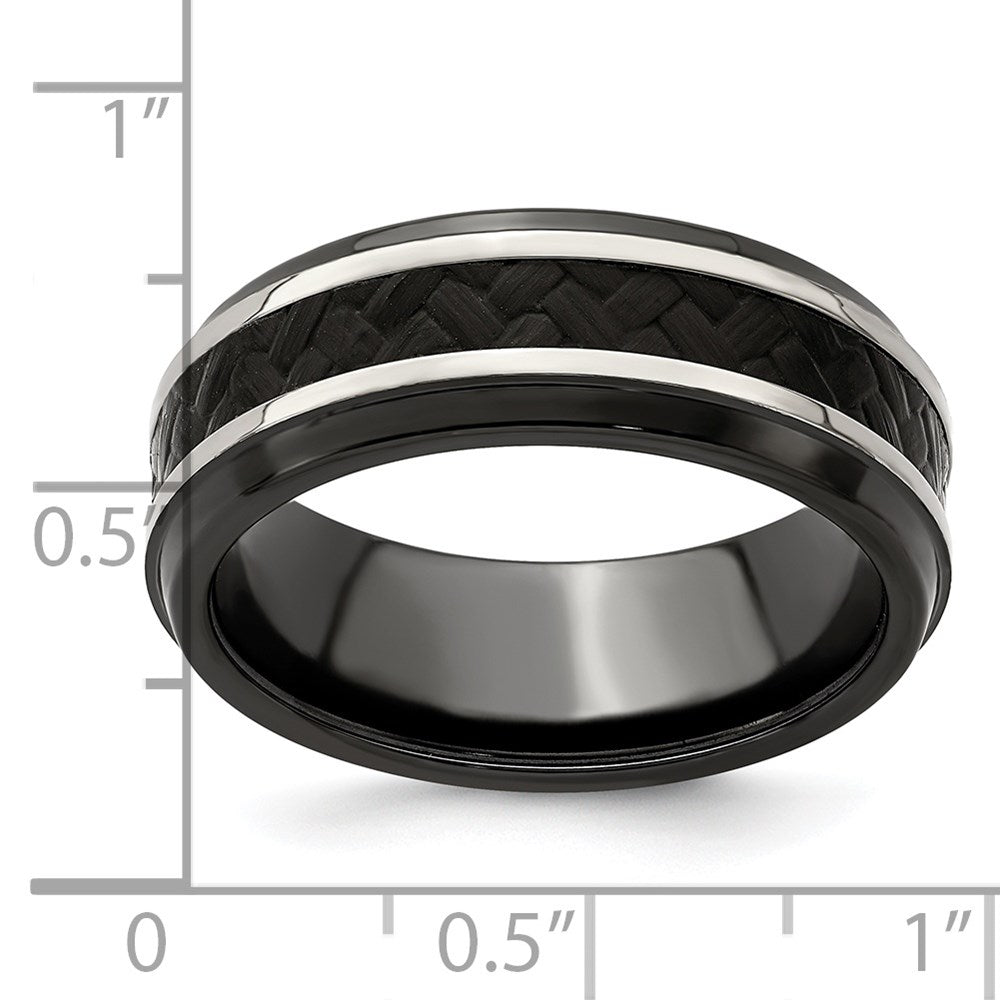 Edward Mirell 8mm Blk Ti Stepped Press Fit w/ Black Carbon Fiber Insert Ban