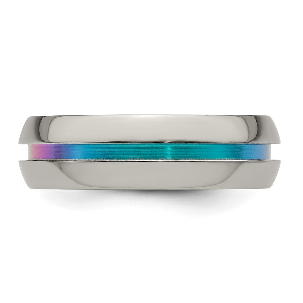 Edward Mirell Titanium Rainbow Anodized Center Polished 7mm Band