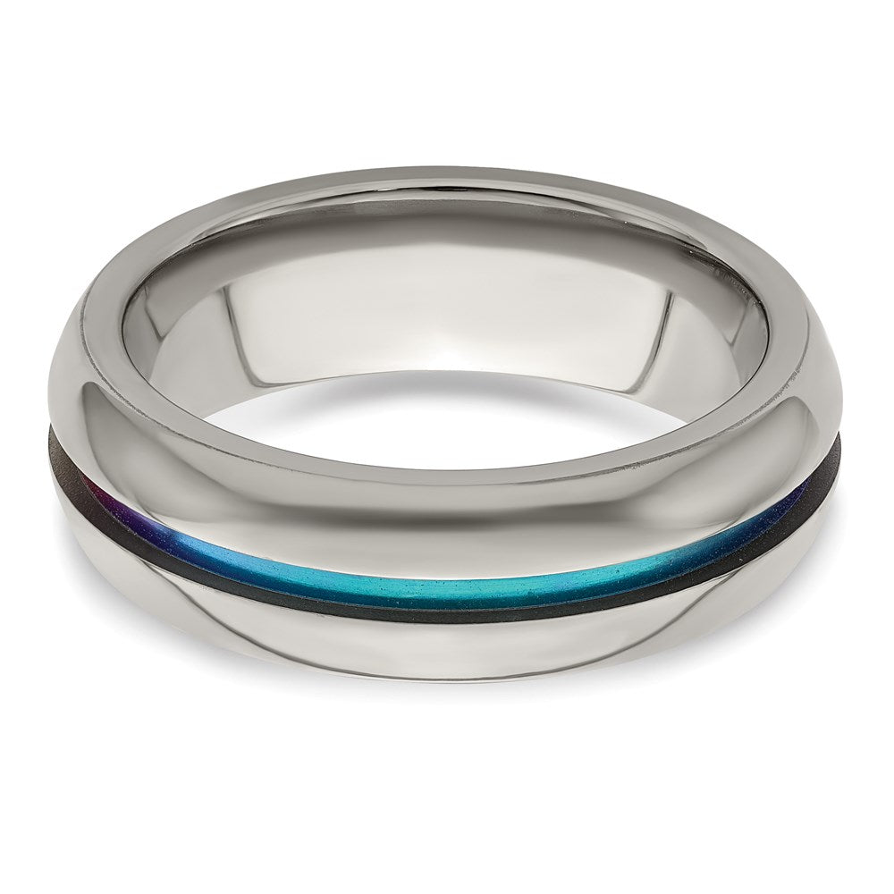 Edward Mirell Titanium Rainbow Anodized Center Polished 7mm Band