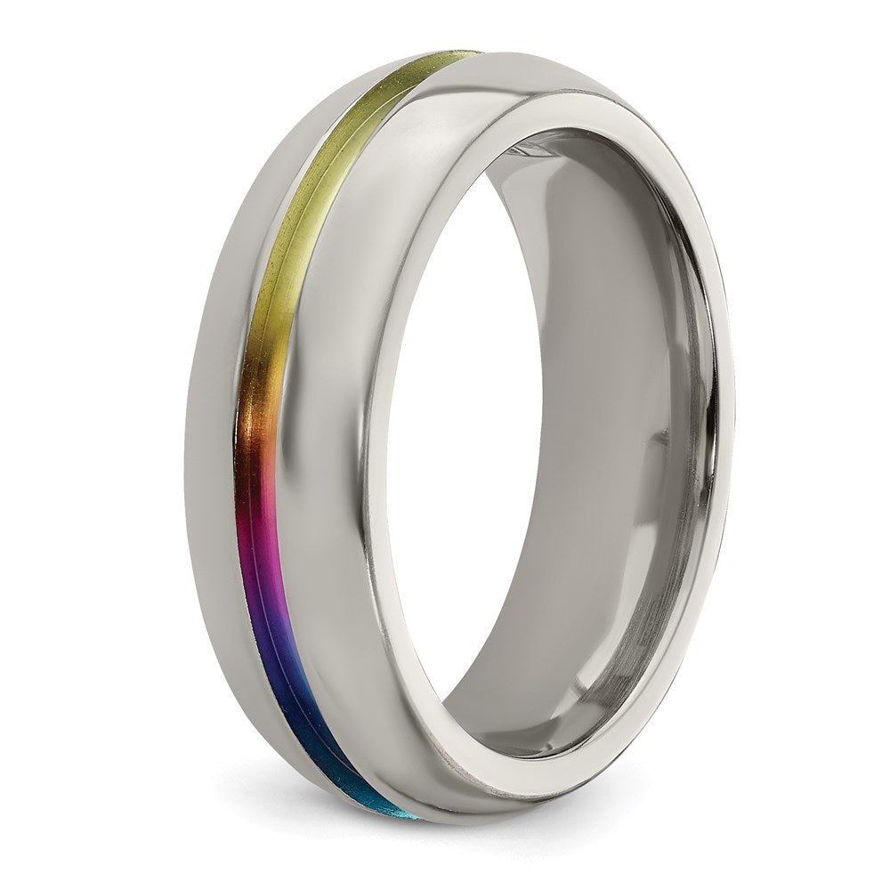 Edward Mirell Titanium Rainbow Anodized Center Polished 7mm Band