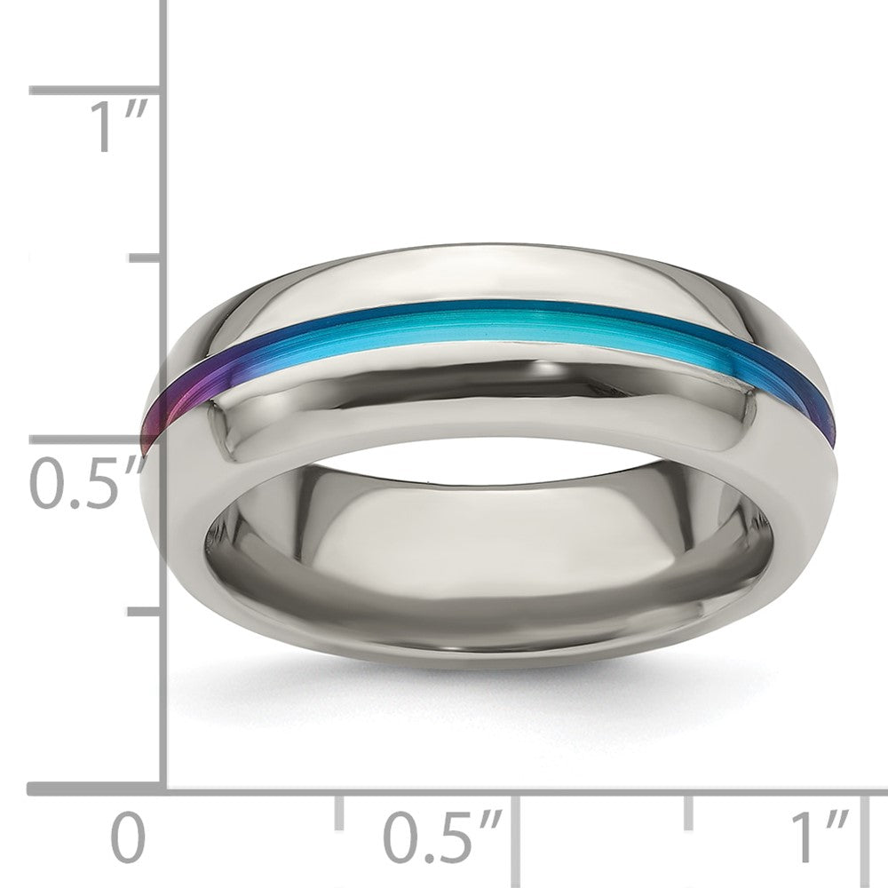 Edward Mirell Titanium Rainbow Anodized Center Polished 7mm Band