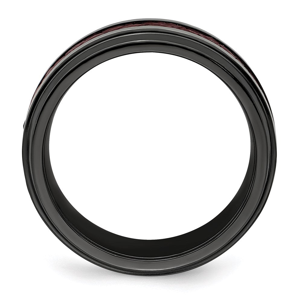 Edward Mirell Black Ti Stepped Red Carbon Fiber Insert 8mm Band