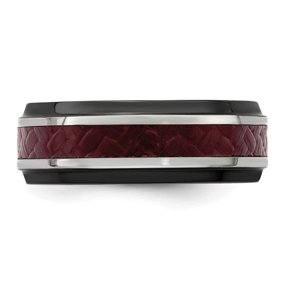 Edward Mirell Black Ti Stepped Red Carbon Fiber Insert 8mm Band