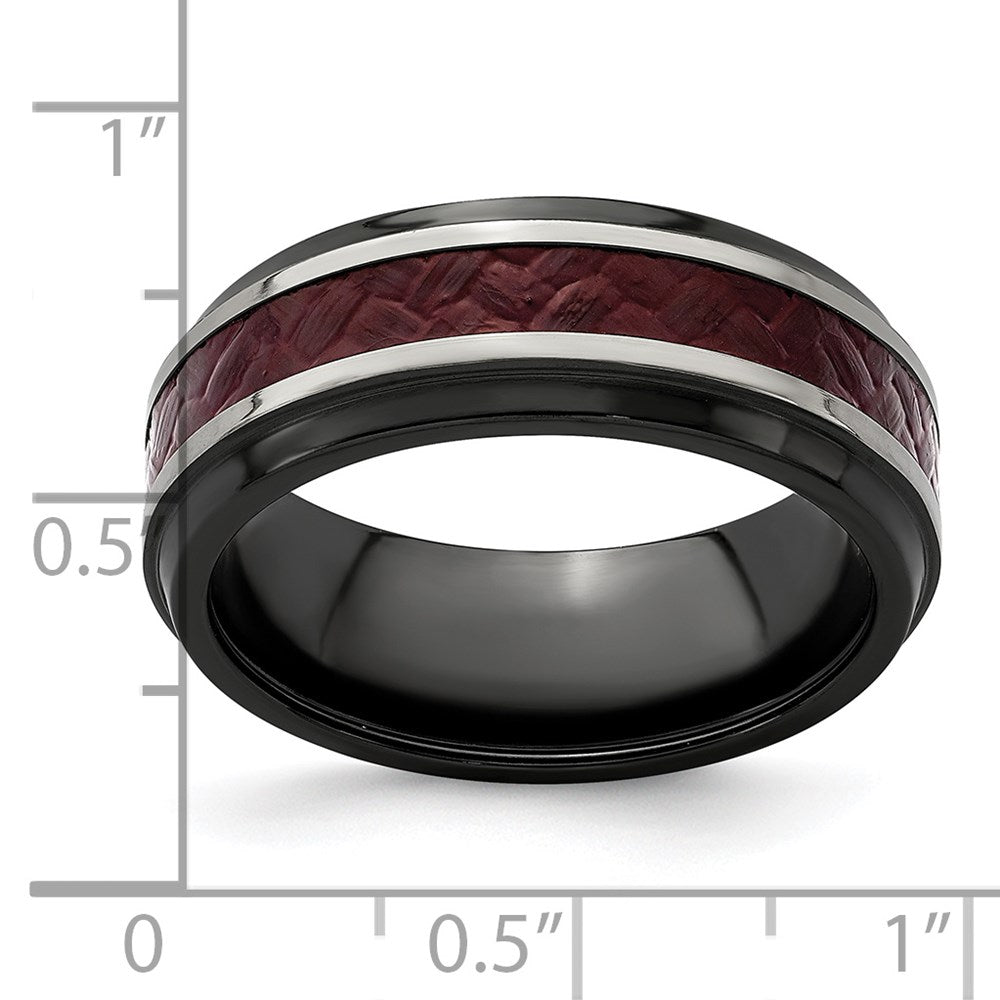 Edward Mirell Black Ti Stepped Red Carbon Fiber Insert 8mm Band