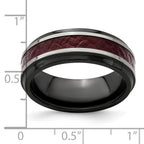 Edward Mirell Black Ti Stepped Red Carbon Fiber Insert 8mm Band