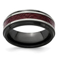 Edward Mirell Black Ti Stepped Red Carbon Fiber Insert 8mm Band