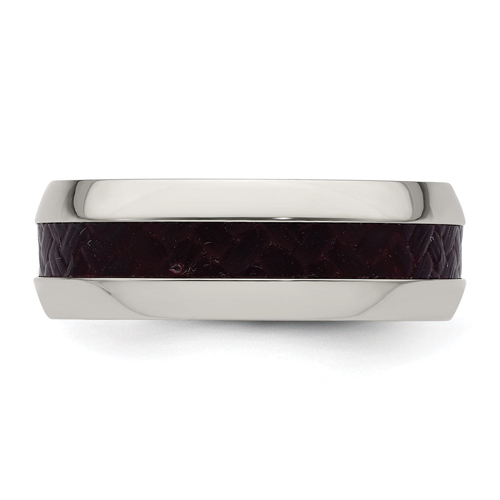 Edward Mirell Stainless Steel Red Carbon Fiber 8mm Band